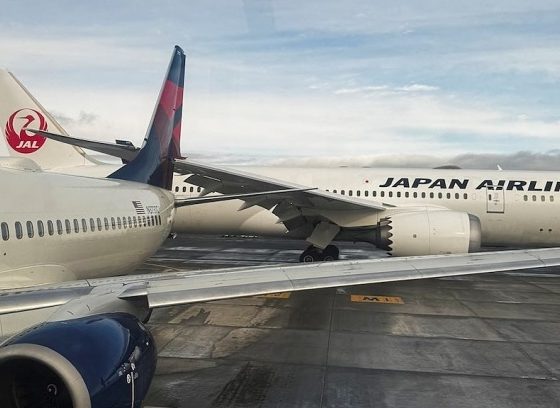 The right wing of a Japan Airlines jet strikes the tail of a Delta Air Lines plane while the aircraft were taxiing at Seattle-Tacoma International Airport in SeaTac, King County, Washington, U.S., Feb. 5, 2025. Photo by Instagram/thejasonchannel