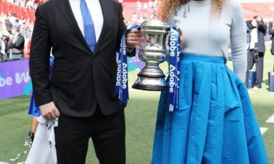 With tennis great Serena Williams in attendance, Chelsea completed a trophy treble in an unbeaten domestic season in English soccer by defeating Manchester United 3-0 in the