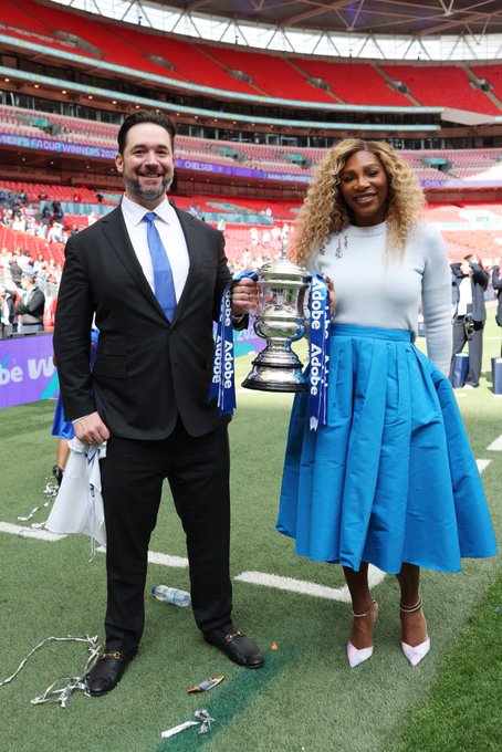 With tennis great Serena Williams in attendance, Chelsea completed a trophy treble in an unbeaten domestic season in English soccer by defeating Manchester United 3-0 in the
