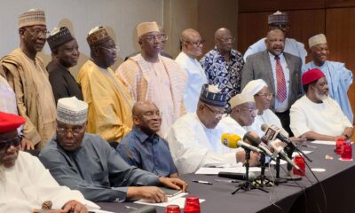 Top PDP leaders, led by former Vice President Atiku Abubakar, former President of the Senate David Mark, Sule Lamido and Aminu Waziri Tambuwal, meet behind closed doors in Abuja.