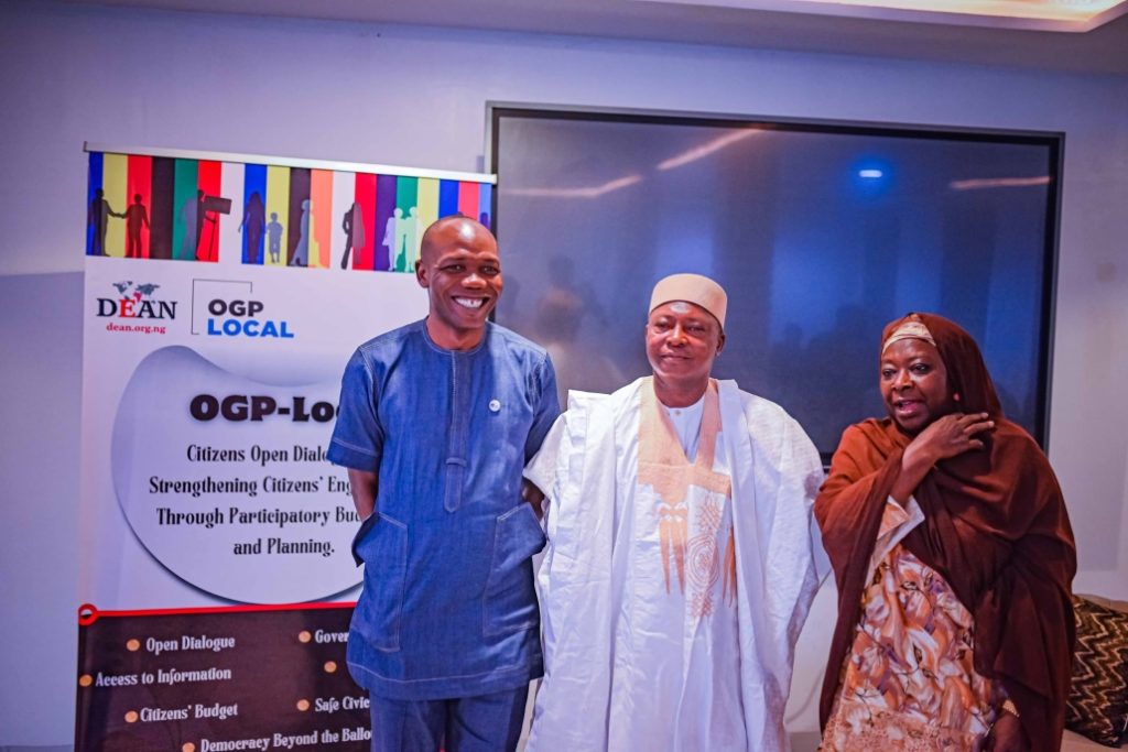 L-R: Mr. Semiye Michael, Hon. Candido (Outgone Chairman AMAC Area Council), Hajiya Suwaiba (Country director, ActionAid)