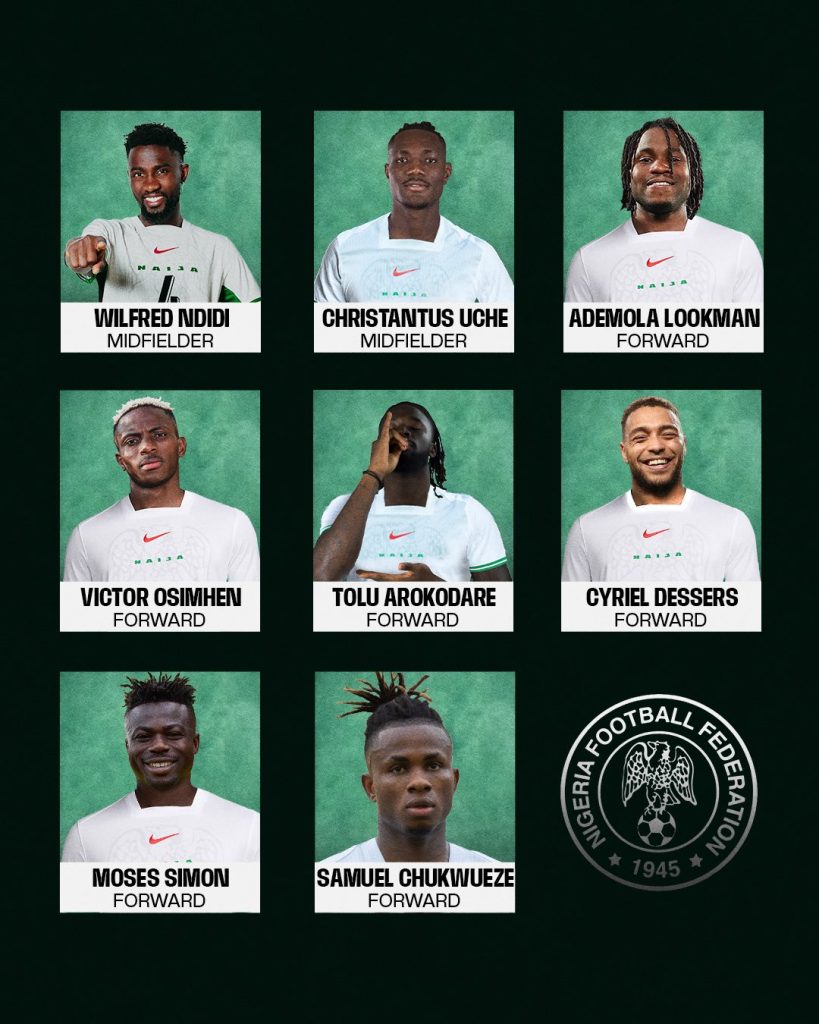 Super Eagles 23-man squad for 2026 World Cup qualifiers