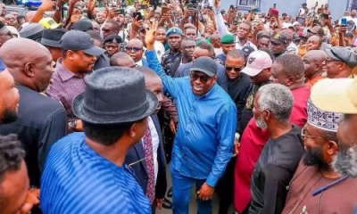 Rivers Governor Siminalayi Fubara returns to Port Harcourt after emergency rule, greeted by massive crowd of jubilant supporters and stakeholders.