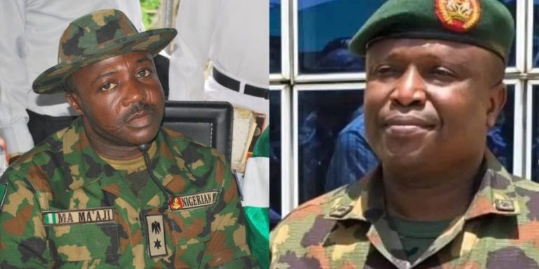 Brigadier General Musa Abubakar Sadiq and Colonel M.A. Ma'aji - two of the officers in detention for alleged coup plot