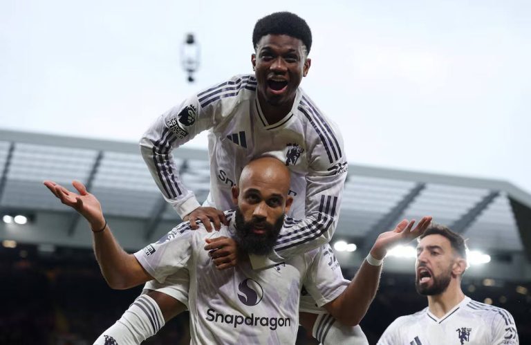Manchester United beat Liverpool 2-1 at Anfield as Ruben Amorim celebrates his biggest win as United boss, ending a decade-long wait for victory there.