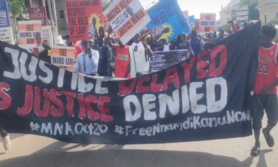 Tension in Abuja as Police Clash With #FreeNnamdiKanu Protesters, Arrest Lawyer and Brother