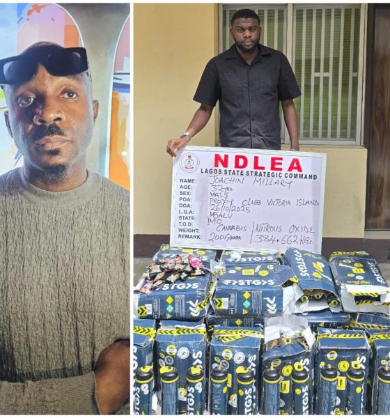 NDLEA arrests Pretty Mike during drug party raid at Lagos nightclub, seizes 384kg of cannabis.