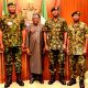 President Tinubu meets the newly nominated service chiefs From Left: Chief of Defence Intelligence, Maj. Gen. Emmanuel Undiandeye; Chief of Defence Staff, Lieutenant General Olufemi Olatubosun Oluyede; President Bola Ahmed Tinubu; Chief of Army Staff, Major General Waidi Shaibu; Chief of Naval Staff, Rear Admiral Idi Abbas and Chief of Air Staff, Air Vice Marshal Sunday Aneke, during the president's audience with the newly nominated Service Chiefs at the Presidential Villa, Abuja, on Monday.