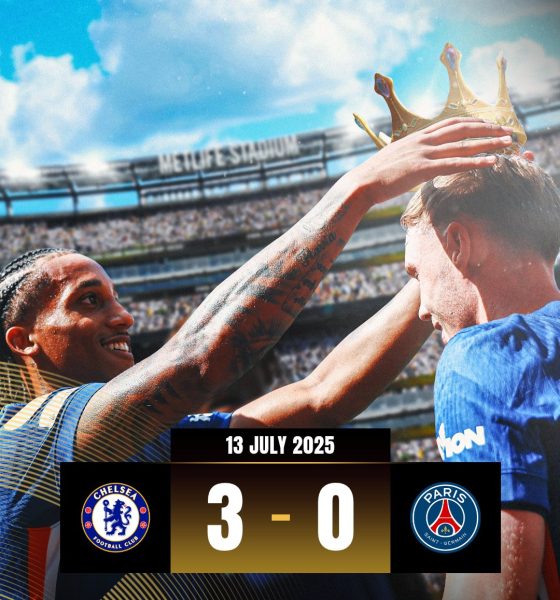 Chelsea players celebrate after winning the FIFA Club World Cup 2025 final against Paris Saint-Germain.
