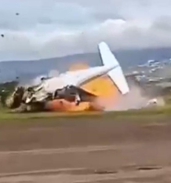 A Piper Cheyenne plane exploded after takeoff in Venezuela, killing two and injuring two others. Officials suspect mechanical failure.