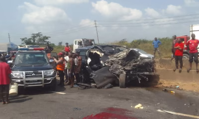 FRSC officials at scene of fatal crash involving Anthony Joshua in Ogun State