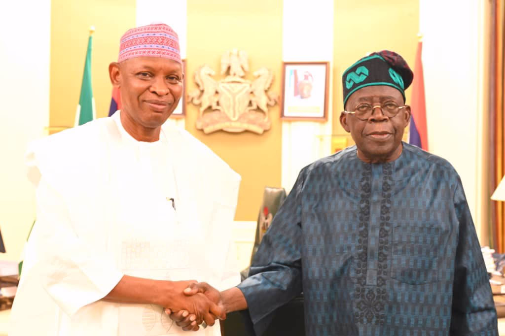 President Bola Ahmed Tinubu and Kano State Governor, Abba Kabir Yusuf after a closed- door meeting at the Presidential Villa Abuja on Monday. Photo: State House.