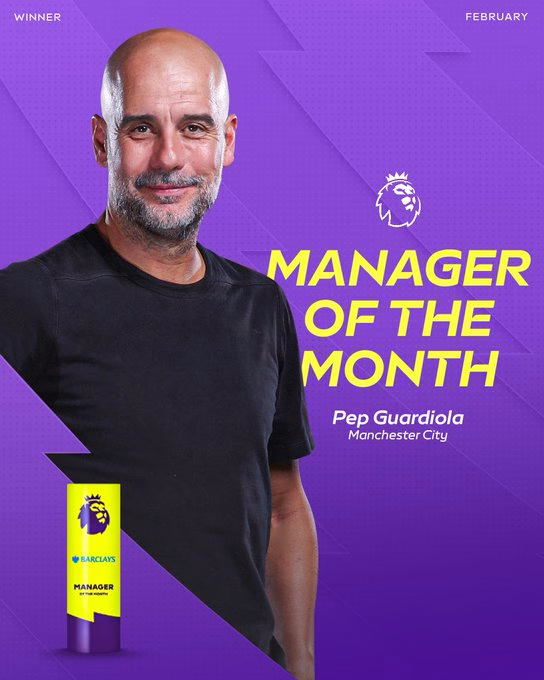 Pep Guardiola Wins Barclays Manager of the Month for February