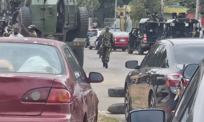 oldiers and armoured tanks at INEC headquarters Abuja