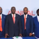 Independent Non- Executive Director, Abbey Mortgage Bank Plc, Mrs. Christabel Onyejekwe; Assistant Company Secretary, Martins Bakare; Chairman, High Chief Samuel Oni; Managing Director/CEO, Mobolaji Adewumi; Executive Director, Oladipupo Adeoye; Executive Director, John Okonkwo during the 34th Annual General Meeting of Abbey Mortgage Bank Plc in Lagos yesterday.