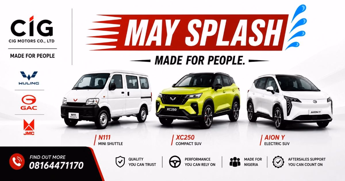 CIG Motors Launches May Splash Promo With ₦3m Car Financing Option