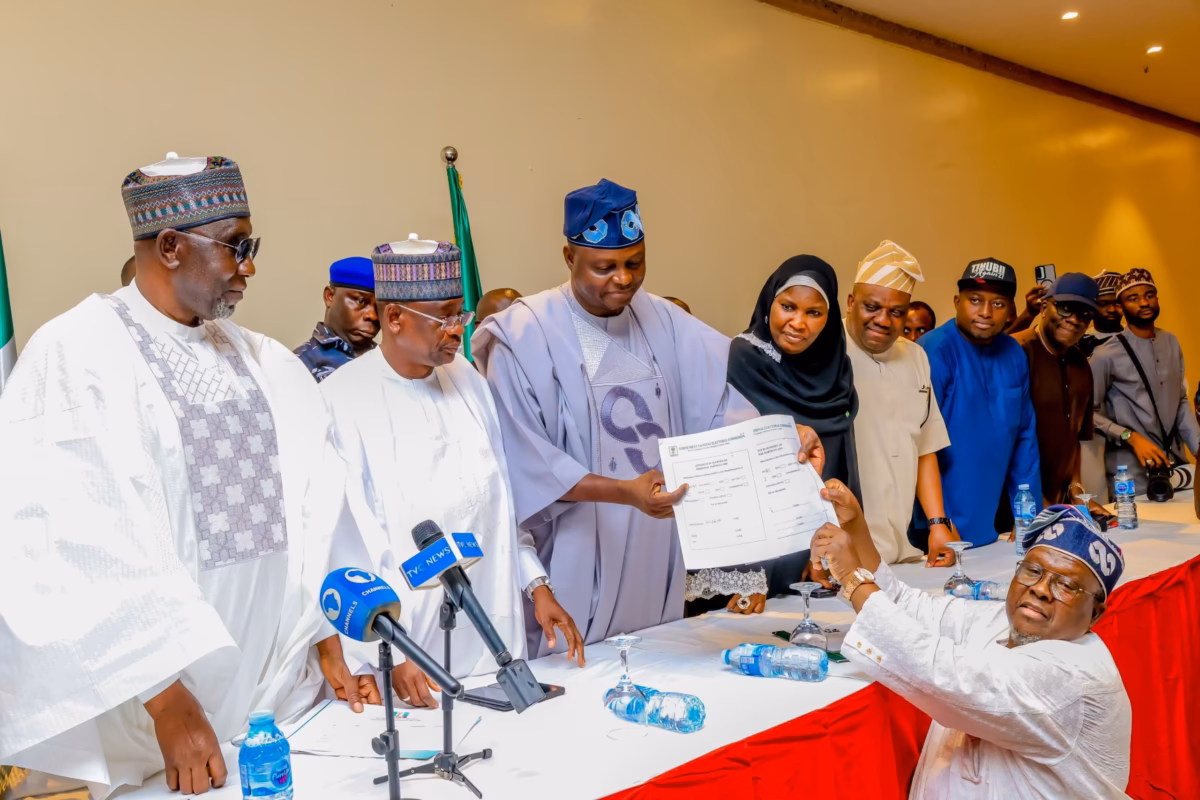 PHOTOS: APC national chairman receives completed INEC nomination forms of President Tinubu and Vice-President Shettima